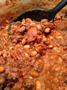 Our beef, bacon and chocolate chili is almost ready